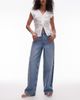 & Other Stories & Other Stories high rise wide denim jeans with fray detail in lightwash blue - 1