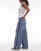& Other Stories & Other Stories high rise wide denim jeans with fray detail in lightwash blue - 2