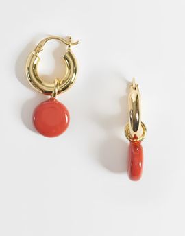 & Other Stories & Other Stories hoop with droplet in gold & burnt orange