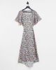 & Other Stories & Other Stories jacquard flutter sleeve open waist midi dress in floral - MULTI - 1