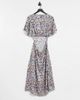 & Other Stories & Other Stories jacquard flutter sleeve open waist midi dress in floral - MULTI - 2