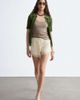 & Other Stories & Other Stories jacquard satin shorts with lace trim in butter yellow - 4