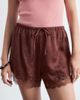 & Other Stories & Other Stories jacquard satin shorts with lace trim in dark brown - 2
