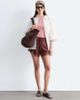 & Other Stories & Other Stories jacquard satin shorts with lace trim in dark brown - 3