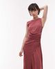 & Other Stories & Other Stories jersey midaxi dress with drape detail and asymmetric wrap front in pomegranate berry red - 2