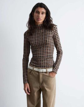 & Other Stories & Other Stories jersey second skin long sleeve top black check
