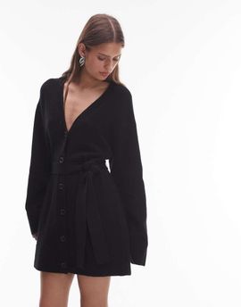 & Other Stories & Other Stories knit cardigan mini dress with belt in black