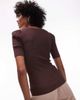 & Other Stories & Other Stories knit mixed rib top with scoop neck and puff sleeves in brown - 3