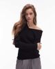 & Other Stories & Other Stories knit top with asymmetric off the shoulder collar-Black - 1