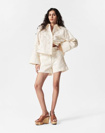 & Other Stories & Other Stories lace jacquard shorts in off white - part of a set