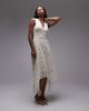 & Other Stories & Other Stories lace midaxi dress with dropped waist and handkerchief hem in off white - 1