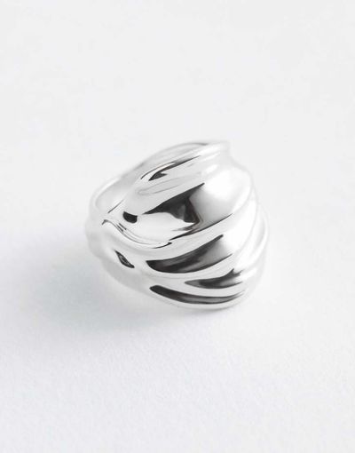 & Other Stories & Other Stories large curved ring in silver tone