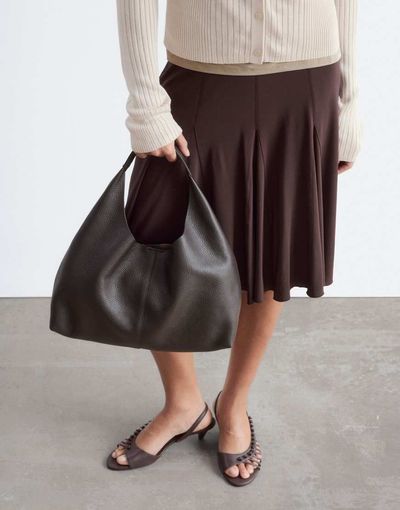 & Other Stories & Other Stories large leather tote bag in dark brown
