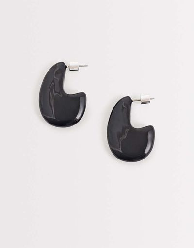 & Other Stories & Other Stories large teardrop curve earrings in black