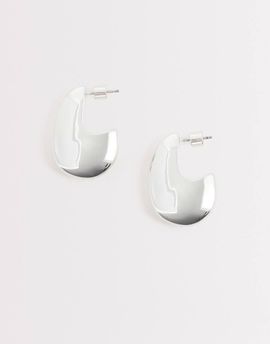 & Other Stories & Other Stories large teardrop curve earrings in silver tone