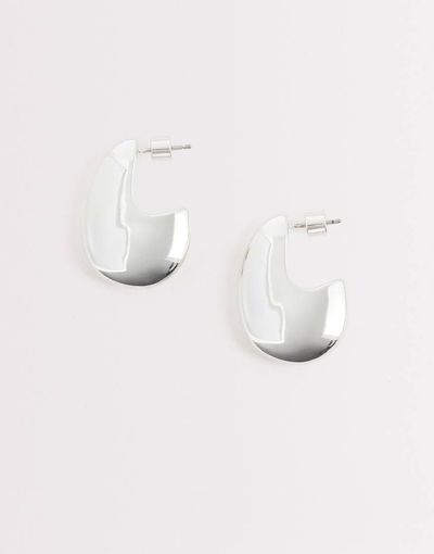 & Other Stories & Other Stories large teardrop curve earrings in silver tone