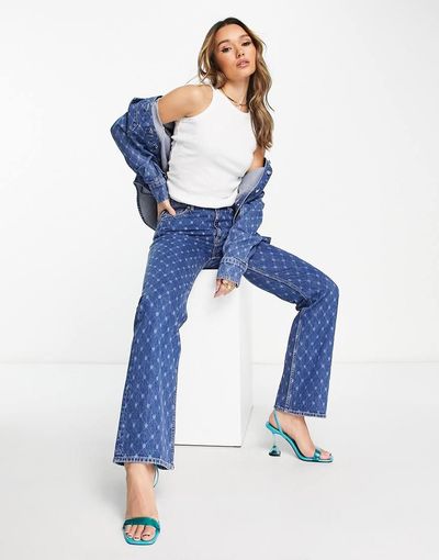 & Other Stories & Other Stories laser print flared jeans in blue - part of a set