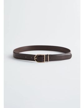 & Other Stories & Other Stories leather belt with gold buckle in chocolate brown