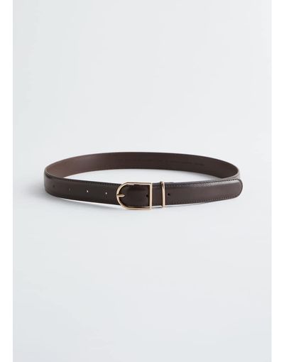& Other Stories & Other Stories leather belt with gold buckle in chocolate brown