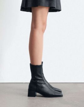 & Other Stories & Other Stories leather chunky heeled ankle boots in black