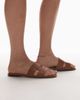 & Other Stories & Other Stories leather flat square block sandals in brown-Neutral - 1
