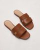 & Other Stories & Other Stories leather flat square block sandals in brown-Neutral - 2