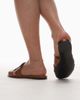 & Other Stories & Other Stories leather flat square block sandals in brown-Neutral - 3