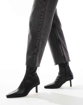 & Other Stories & Other Stories leather heeled ankle boots with pointed toe in black