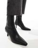 & Other Stories & Other Stories leather heeled ankle boots with pointed toe in black - 3