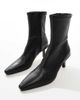 & Other Stories & Other Stories leather heeled ankle boots with pointed toe in black - 4