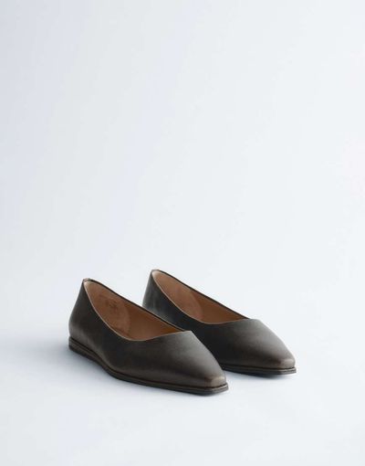 & Other Stories & Other Stories leather pointed ballet flats in black