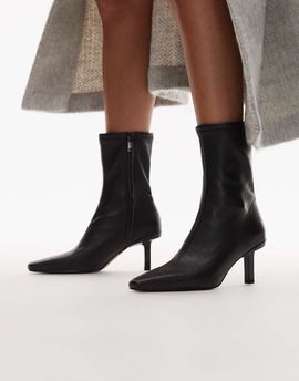 & Other Stories & Other Stories leather pointed toe heeled ankle boots in black