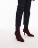 & Other Stories & Other Stories leather pointed toe heeled ankle boots in dark pomegranate red - 4