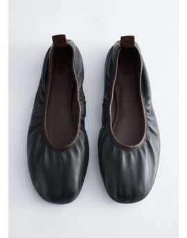 & Other Stories & Other Stories leather ruched ballet flats in black