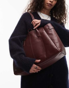 & Other Stories & Other Stories leather tote bag in burgundy-Red