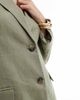 & Other Stories & Other Stories linen blazer in khaki-Green - 3