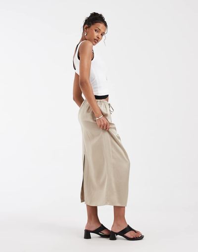 & Other Stories & Other Stories linen blend maxi skirt in beige-Neutral