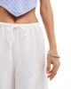 & Other Stories & Other Stories linen blend wide leg pants with drawstring waist in white - 2