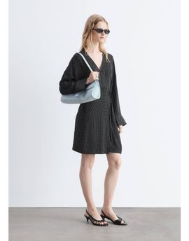 & Other Stories & Other Stories linen look wrap dress in black polka-dot print-Neutral