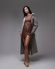 & Other Stories & Other Stories linen square neck mini dress with wrap front in brown - 2