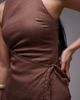 & Other Stories & Other Stories linen square neck mini dress with wrap front in brown - 3