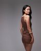& Other Stories & Other Stories linen square neck mini dress with wrap front in brown - 4