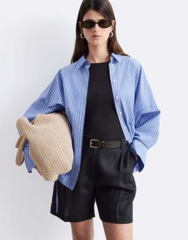 & Other Stories & Other Stories linen tailored bermuda shorts in black