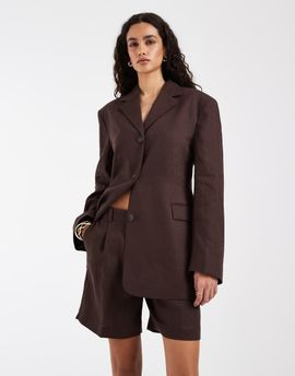 & Other Stories & Other Stories linen tailored bermuda shorts in chocolate brown - part of a set