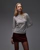 & Other Stories & Other Stories long sleeve boatneck top in purple and white stripe - 1