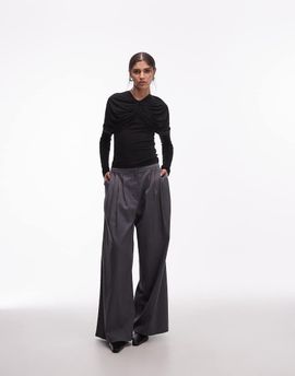 & Other Stories & Other Stories long sleeve cap detail jersey top in black