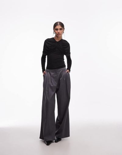 & Other Stories & Other Stories long sleeve cap detail jersey top in black