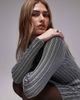 & Other Stories & Other Stories long sleeve ribbed jersey mini dress in black and silver - 2