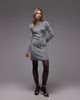 & Other Stories & Other Stories long sleeve ribbed jersey mini dress in black and silver - 3