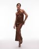 & Other Stories & Other Stories maxi dress with metal halter neck detail and low back in brown - 1